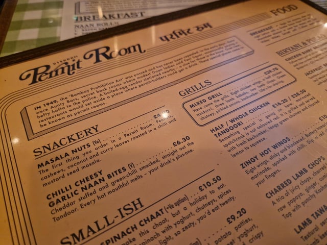 Permit Room in Brighton serves Indian food