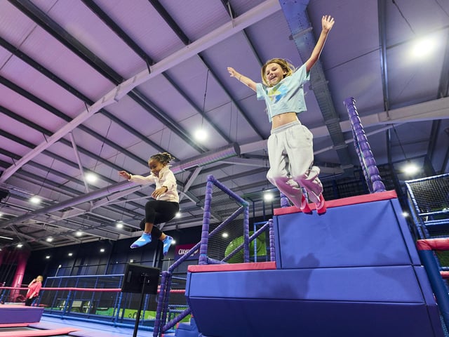 A new indoor activity park has officially opened in Crawley, bringing more than 40 trampolines, interactive games and a range of family attractions to the town.