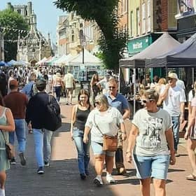 The upcoming Chichester Antiques, Vintage and Decorative Arts Street Market, pictured here in August, has been cancelled due to forecasts of strong, gusty winds. Picture: Chichester District Council
