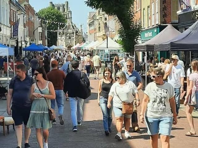The upcoming Chichester Antiques, Vintage and Decorative Arts Street Market, pictured here in August, has been cancelled due to forecasts of strong, gusty winds. Picture: Chichester District Council