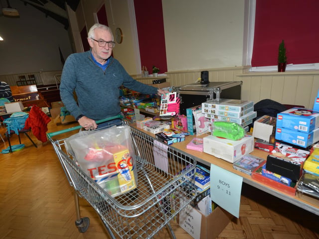 Surviving Christmas 2023 in Hastings on December 14: Packing and delivering hampers, and also sorting through the toys.