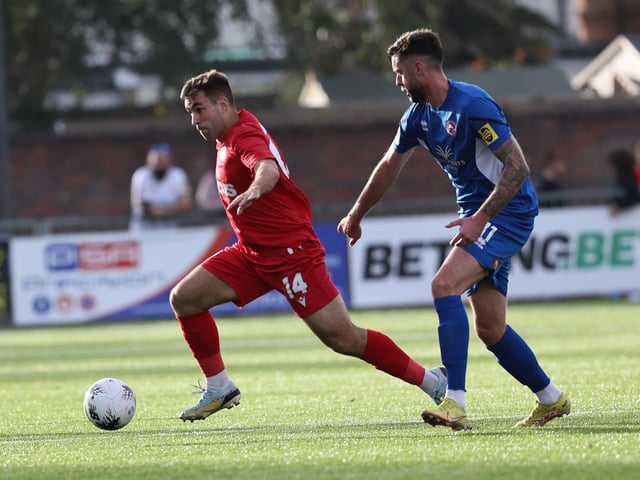 National League South action at Woodside Road between Worthing and Truro City