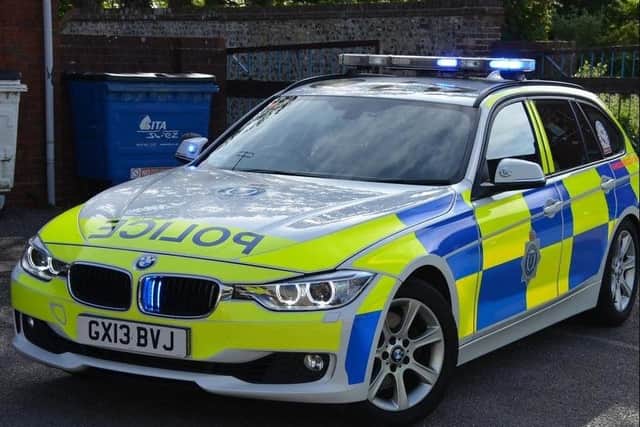 Sussex Police car stock image. Sussex World
