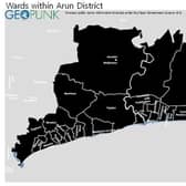 Current ward boundaries for Arun District Council