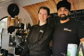 Francesca Pittingale and Parminder Virdi in the SUP Foods Coffee Shop
