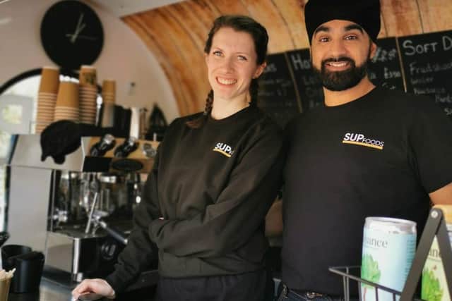 Francesca Pittingale and Parminder Virdi in the SUP Foods Coffee Shop