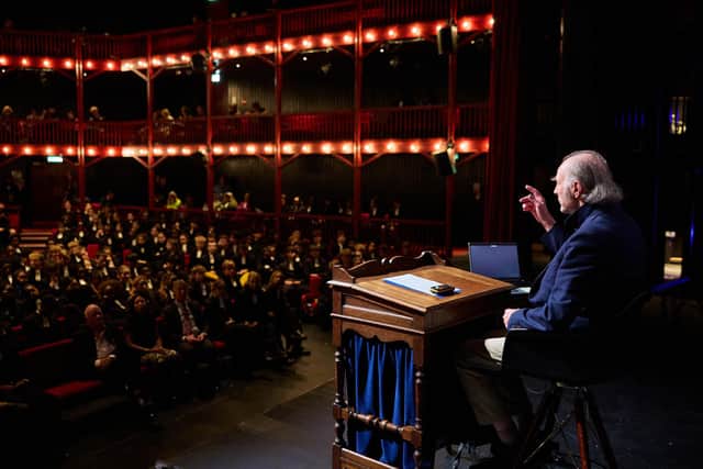 Renowned explorer Sir Ranulph Fiennes at Christ's Hospital School. Photo: Toby Phillips Photography