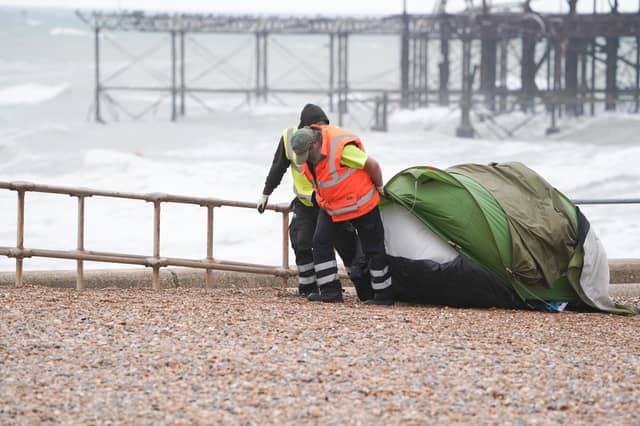 Tents that had been set up on Brighton beach for more than six weeks were finally removed by council officers this week.