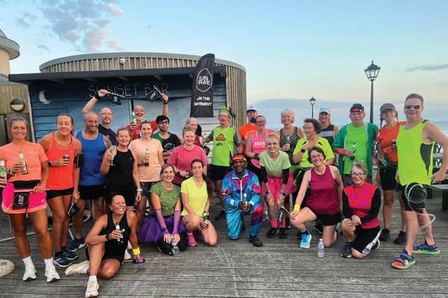 Hastings Runners made a colourful contribution to the town’s first Run And Rave 5k fun run.