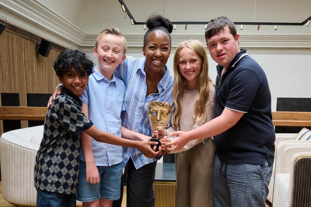 Kyle, Sam Townsend, Angellica Bell, Elemie and Louis attend the Young Presenter Audition Day, on Saturday, July 18, 2026 at BAFTA, 195 Piccadilly, London, U.K. (Image ©BAFTA/Jordan Peck, 2026).