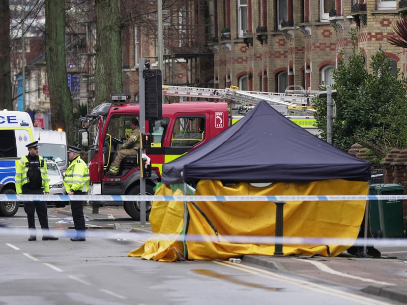 Police officers, the fire service and a forensic blackout tent were spotted at incident in Brighton on Sunday, March 10