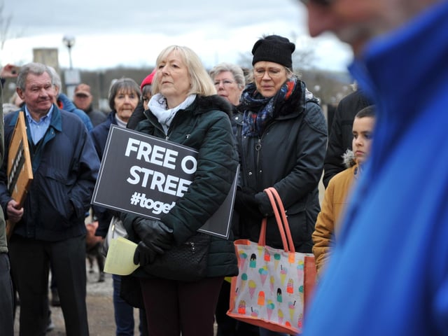Many carried placards and signs. Pic S RobardsSR2303061