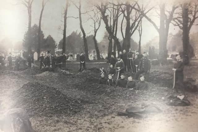 Shoreham Army Camp recruits trenching near Worthing in December 1914. Picture: Worthing Museum and Art Gallery