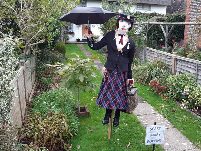 Some of the super scarecrows created for the Ferring Scarecrow Festival 2022, raising money for 1st Ferring Scouting Group. Some have pumpkins displaying a letter, five in North Ferring and nine in South Ferring. Unscramble them to enter the prize draw. Trail maps available at Brown's Natural Pet store.