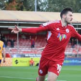 Ashley Nadesan’s double helped Crawley Town to a 3-2 home win over fourth-placed Mansfield Town this (Saturday) afternoon – and lifted the Reds out of the League Two relegation zone. Pictures courtesy of Cory Pickford
