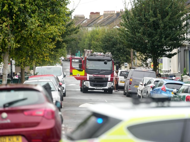 Emergency services at the scene of the fire. Picture: Eddie Mitchell