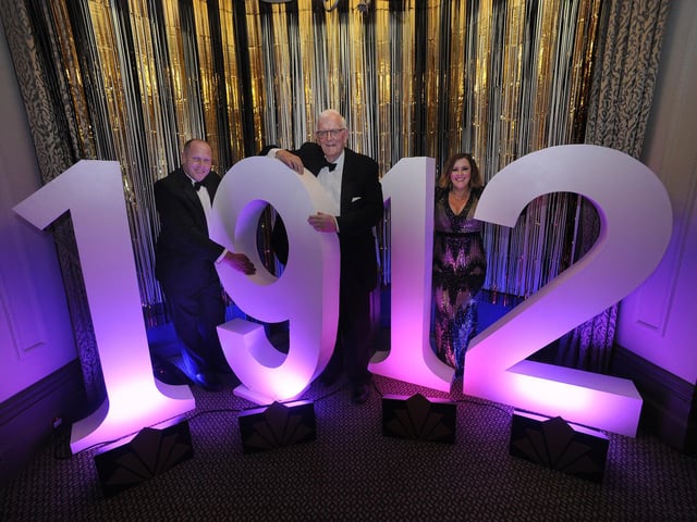 James Bowker, Mr E Lewis and Catherine Clifford at the Lansdowne Hotel's celebration