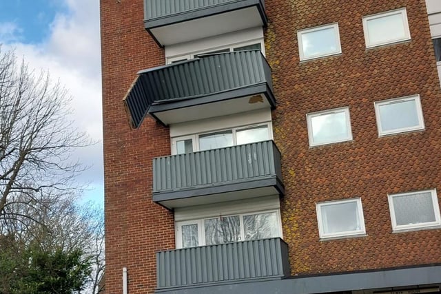 West Sussex Fire and Rescue Service said they were called on Friday, February 18, to reports of a damaged balcony in Silverdale Road in Burgess Hill. Picture: Roger Smith.
