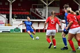 Georgia Tibble fires in a free-kick | Picture: Onerebelsview