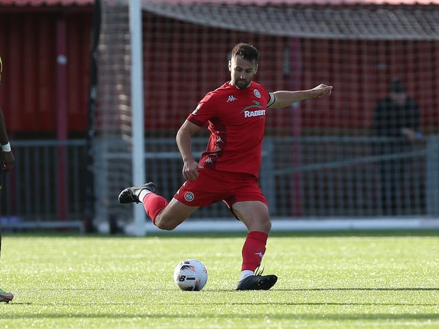 Action from Worthing's National League South clash at home to Farnborough at Woodside Road