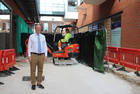 Councillor Christian Mitchell at Horsham's Forum Walk site where improvements are being made