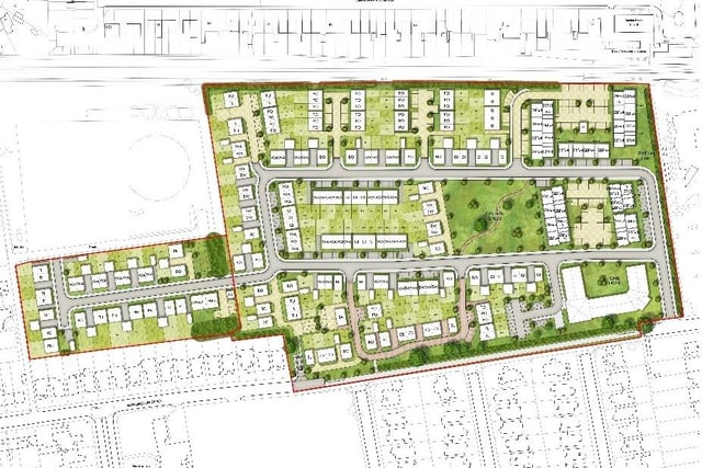 A planning image details the site off Barrington Road which is set to provide hundreds of new homes to Worthing. Picture: Bellway