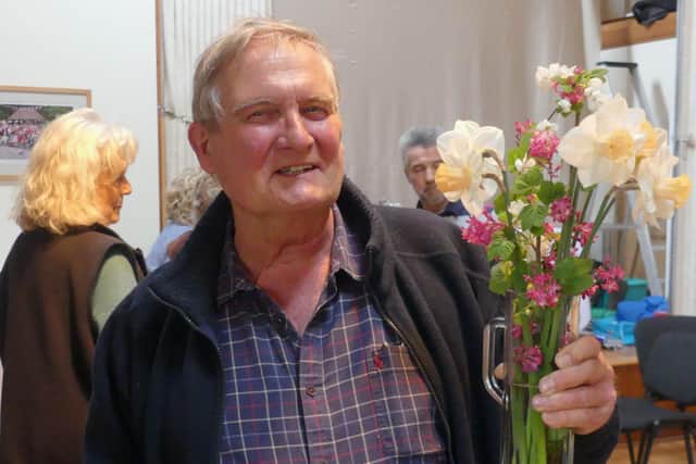 Steve Walker and his winning 'Men only' floral art.