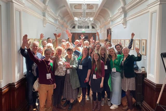 A record number of Green Councillors celebrate becoming the largest party on Lewes District council.