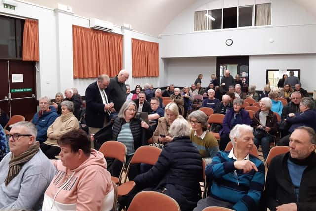 Residents packed into Cyprus Hall for the Save Our Town meeting in Burgess Hill on Thursday, February 16