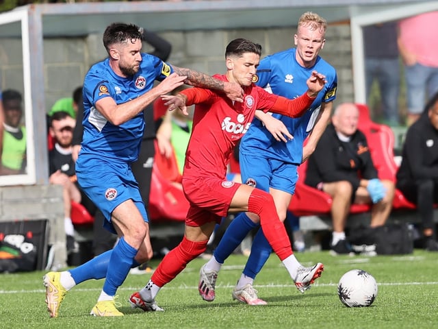 National League South action at Woodside Road between Worthing and Truro City