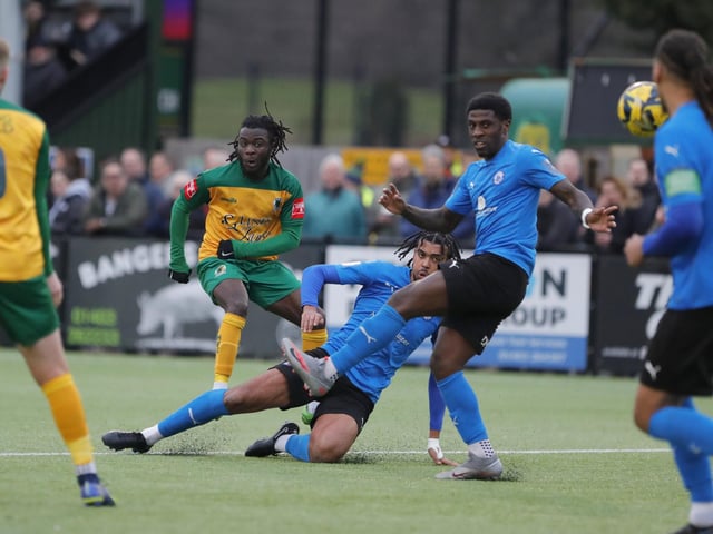 Isthmian Premier action from Horsham's excellent 3-1 home win over play-off chasing Billericay Town on Saturday