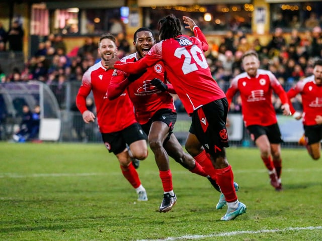 Action and goal celebrations from Eastbourne Borough's fine 3-1 win at Dulwich Hamlet in National League South