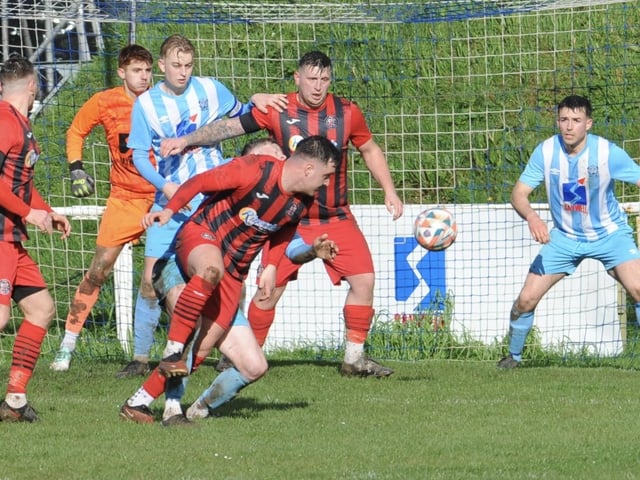 Action from Worthing United's 2-2 draw with Wick in the SCFL Division 1