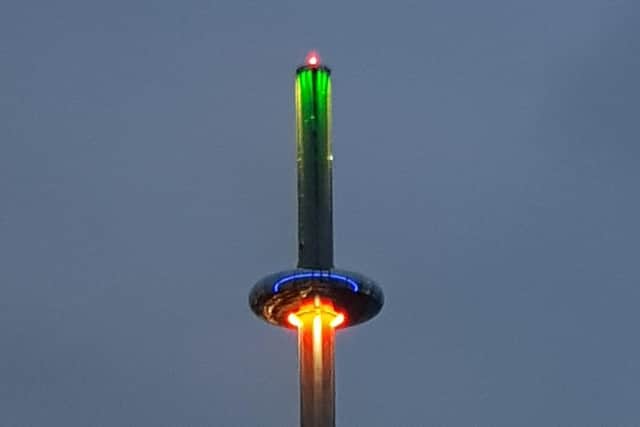 The top of the Brighton i360 was turned green for the NSPCC