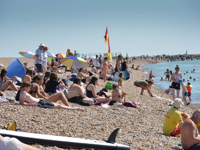 Hastings seafront pictured during the heatwave on Saturday, August 13
