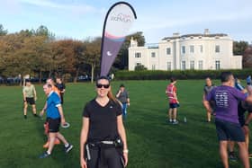 Katherine at the end of her first ever parkrun