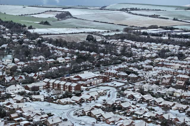 Snow in Worthing on the afternoon of January 8, 2024. Photo: Eddie Mitchell