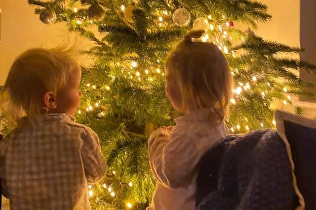 Nick and Victoria's daughters see their first Christmas Tree