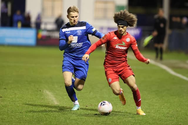 Action from Worthing FC's 1-1 draw at Chippenham in the National League South