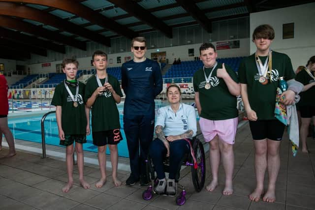 Some of the winning swimmers from Oak Grove College in Worthing