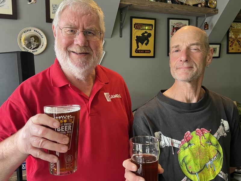 Head brewer Colin Smith (right) with local CAMRA representative Peter Page-Mitchell.
