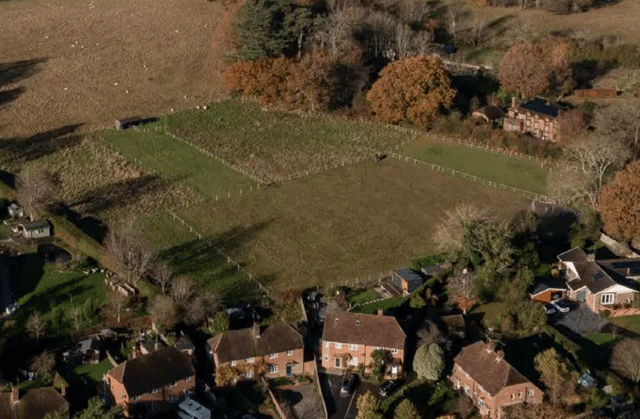 An aerial view of the proposed site for new homes in Bolney. Photo: LivedIn