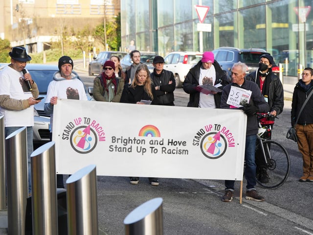 The vigil was held outside Brighton police station