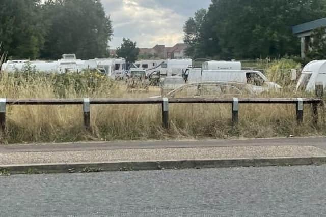 Caravans reportedly pitched up on New Courtwick Lane, Wick this morning (Friday, July 21). Photo contributed