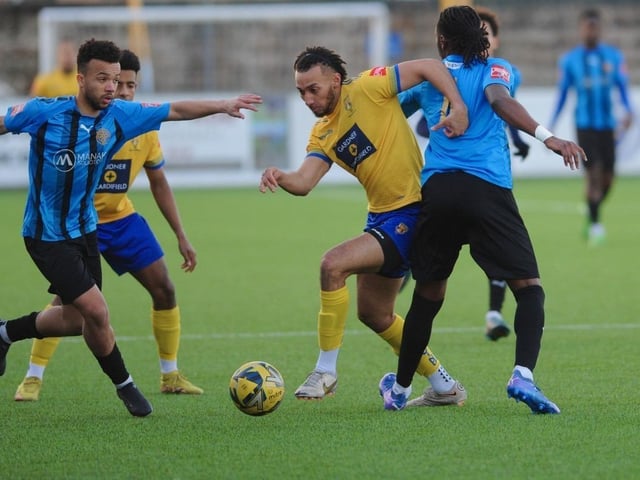 Action from Lancing's 3-1 win over Sevenoaks in the Isthmian south east division