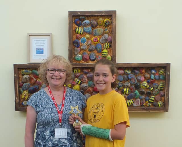 Dee Tickner with Charlotte, award winner at Walberton & Binsted School