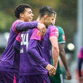 Celebrations in the FA Trophy for Borough at Leatherhead | Picture by Nick Redman