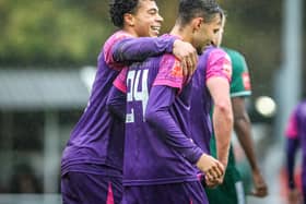 Celebrations in the FA Trophy for Borough at Leatherhead | Picture by Nick Redman