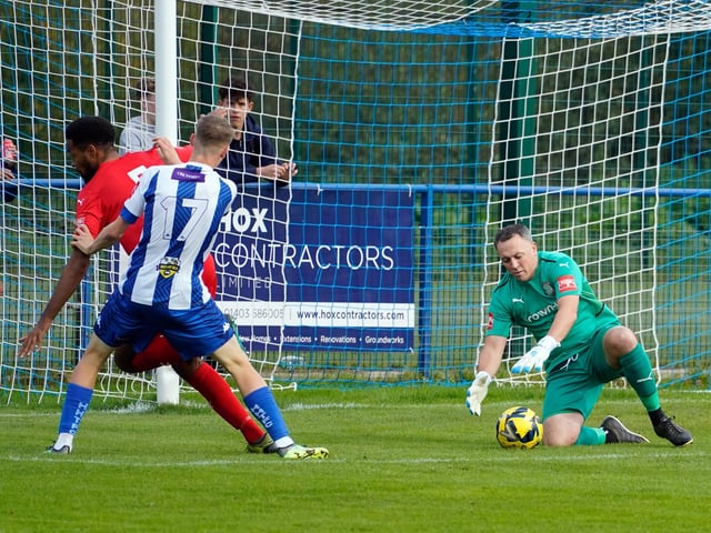 Action from Haywards Heath Town's victory over Beckenham in the Isthmian south east division