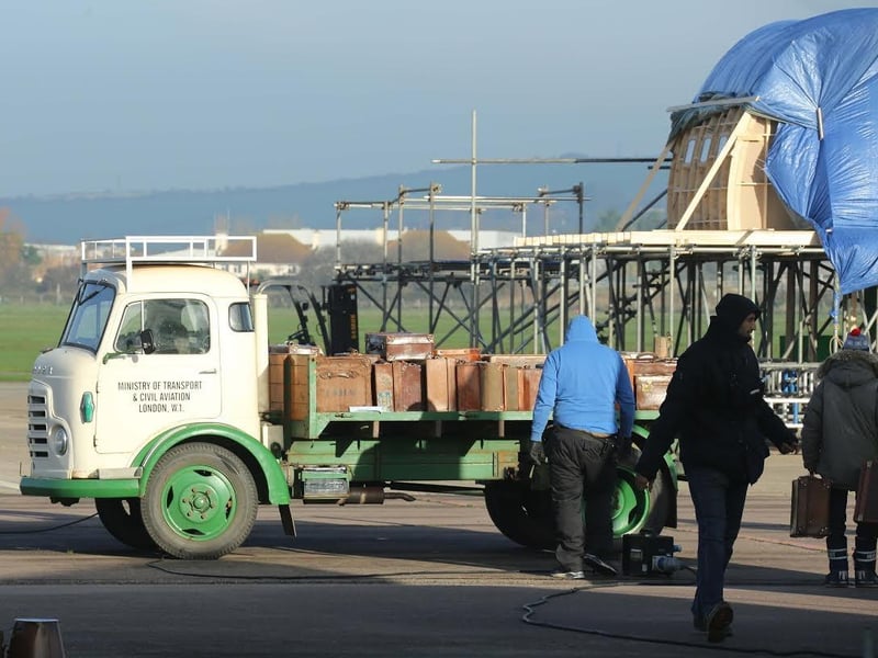 John Lithgow films at Shoreham Airport for The Crown season 1